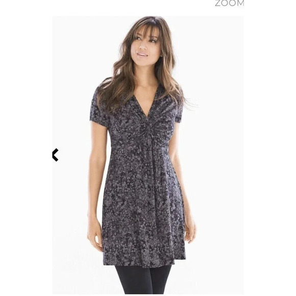Soma Dresses & Skirts - Soma Womens Grey BLK Short Sleeve Twist Front Tunic Dancing Shadow Excalibur M